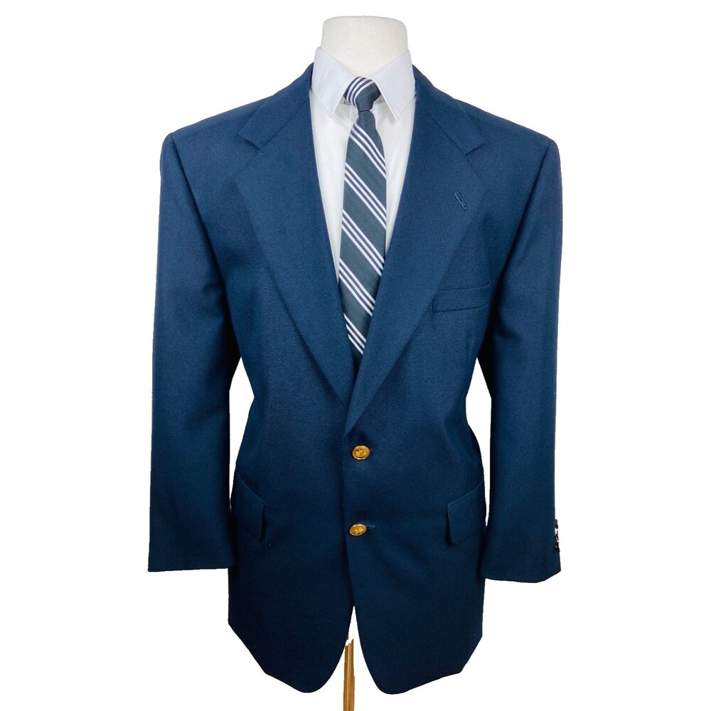 VINTAGE BERT PULITZER MENS 44R NAVY GOLD BUTTON BLAZER SPORT COAT SUIT JACKET